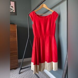 Kate Spade Silk Blend Fit and Flare Two Tome Midi Dress